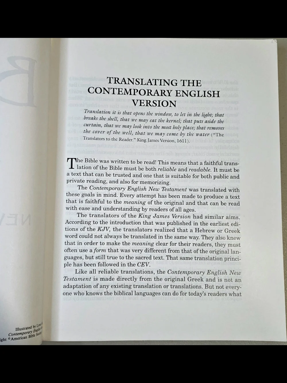 Bible For Today's Family New Testament Vtg 1991 Contemporary English Version
